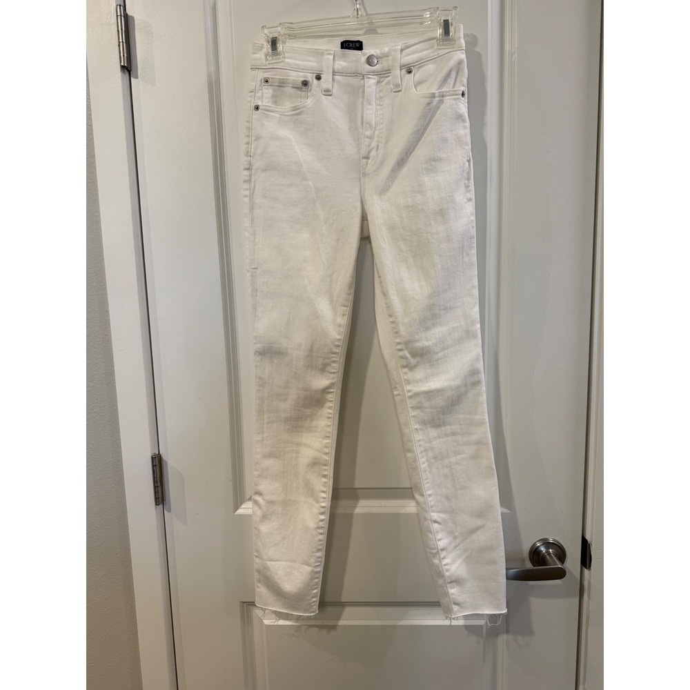 J.Crew 10 High-Rise Skinny Jeans White Raw Hem BO928 Size 25‎ NWT